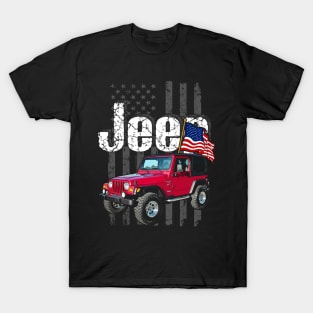 Jeep Wrangler TJ Jeepcar JEEP Flag T-Shirt